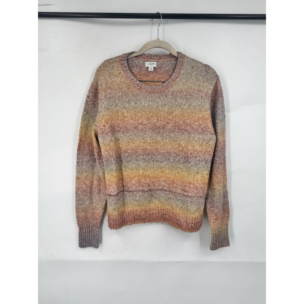 J.Crew Factory Italian Space Dye Sweater Women M Crew Neck Colorful Cozy Knit